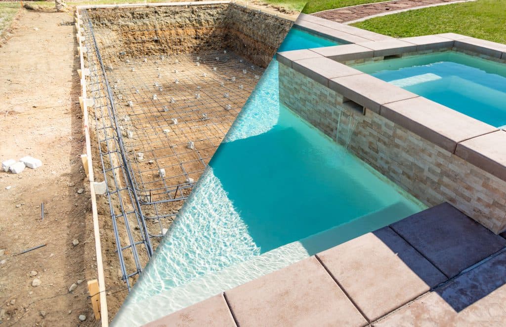 Pool tile before and after professional cleaning