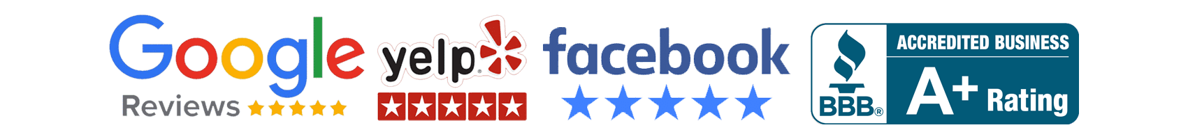 Clear Conceptz rated on Google, Yelp, Facebook, and accredited A+ by the Better Business Bureau